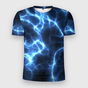 Мужская футболка 3D спортивная с принтом Электро в Кировске, 100% полиэстер с улучшенными характеристиками | приталенный силуэт, круглая горловина, широкие плечи, сужается к линии бедра | неоновые лучи | неоновый свет | световые лучи | электрические лучи | электричество