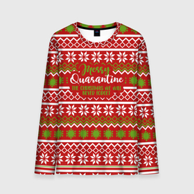 Мужской лонгслив 3D с принтом The christmas we will... в Тюмени, 100% полиэстер | длинные рукава, круглый вырез горловины, полуприлегающий силуэт | deer | happy new year | new year | quarantine | santa | защитный экран | карантин | корона | коронавирус | новогодний свитер | новый год | свитер | свитер с маской | свитер с оленями