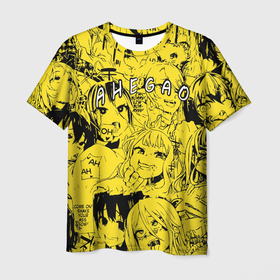 Мужская футболка 3D с принтом AHEGAO , 100% полиэфир | прямой крой, круглый вырез горловины, длина до линии бедер | ahegao | banana | o face | аниме | термин | физиономия | япония