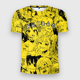 Мужская футболка 3D спортивная с принтом AHEGAO , 100% полиэстер с улучшенными характеристиками | приталенный силуэт, круглая горловина, широкие плечи, сужается к линии бедра | ahegao | banana | o face | аниме | термин | физиономия | япония