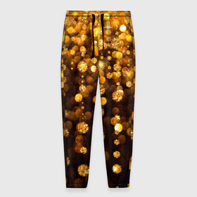 Мужские брюки 3D с принтом ЗОЛОТЫЕ БЛЕСТКИ в Белгороде, 100% полиэстер | манжеты по низу, эластичный пояс регулируется шнурком, по бокам два кармана без застежек, внутренняя часть кармана из мелкой сетки | gold | pattern | rain | блестки | блестящий | дождь | звезды | золото | красиво | новый год | праздник | снежинки | текстуры