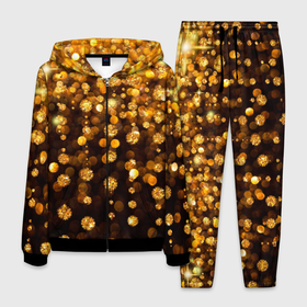 Мужской костюм 3D с принтом ЗОЛОТЫЕ БЛЕСТКИ в Белгороде, 100% полиэстер | Манжеты и пояс оформлены тканевой резинкой, двухслойный капюшон со шнурком для регулировки, карманы спереди | Тематика изображения на принте: gold | pattern | rain | блестки | блестящий | дождь | звезды | золото | красиво | новый год | праздник | снежинки | текстуры