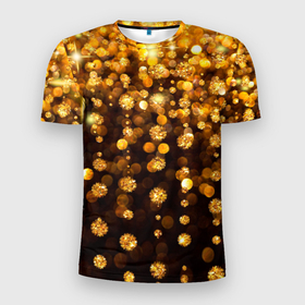 Мужская футболка 3D спортивная с принтом ЗОЛОТЫЕ БЛЕСТКИ в Тюмени, 100% полиэстер с улучшенными характеристиками | приталенный силуэт, круглая горловина, широкие плечи, сужается к линии бедра | gold | pattern | rain | блестки | блестящий | дождь | звезды | золото | красиво | новый год | праздник | снежинки | текстуры