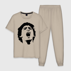 Мужская пижама хлопок с принтом Диего Марадона Барселона в Тюмени, 100% хлопок | брюки и футболка прямого кроя, без карманов, на брюках мягкая резинка на поясе и по низу штанин
 | afa | b10s | barcelona | fcb | maradona | signed | автограф | аргентина | барселона | бога | диего | легенда | марадон | марадона | марадонна | марадоны | рука | футболист