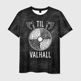 Мужская футболка 3D с принтом Till Valhall в Кировске, 100% полиэфир | прямой крой, круглый вырез горловины, длина до линии бедер | вальхалла | викинг | символ | скандинавия | топор | щит | язычество