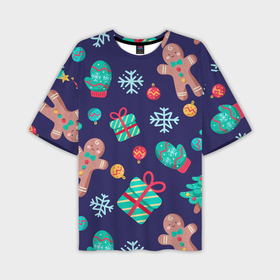 Мужская футболка OVERSIZE 3D с принтом Новый Год в Белгороде,  |  | новогодние игрушки | новогодние подарки | новый год | печенье | снежинки