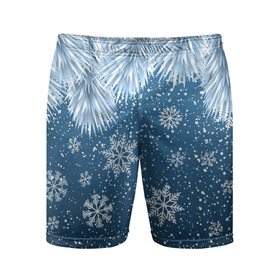 Мужские шорты спортивные с принтом Снежное Настроенние ,  |  | елочные иголки | новый год | рисунок | снег | снежинки