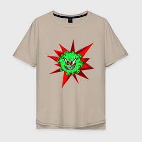 Мужская футболка хлопок Oversize с принтом Вирус в Курске, 100% хлопок | свободный крой, круглый ворот, “спинка” длиннее передней части | covid 19 | валюты | вирус | звезда | зеленый | злой | зубы | корона | коронавирус | монстр