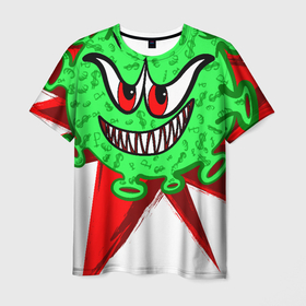 Мужская футболка 3D с принтом Вирус в Санкт-Петербурге, 100% полиэфир | прямой крой, круглый вырез горловины, длина до линии бедер | covid 19 | валюты | вирус | звезда | зеленый | злой | зубы | корона | коронавирус | монстр