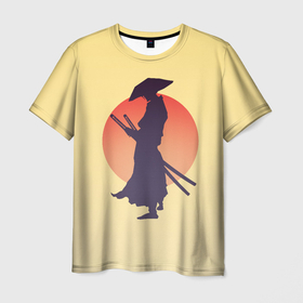 Мужская футболка 3D с принтом Ронин , 100% полиэфир | прямой крой, круглый вырез горловины, длина до линии бедер | bushido | japan | japanes | katana | ronin | samurai | sword | бусидо | воин | восходящее солнце | катана | кимоно | меч | мечник | рассвет | ронин | самурай | самурайский | силуэт | силуэт воина | солнце | якудза | японец