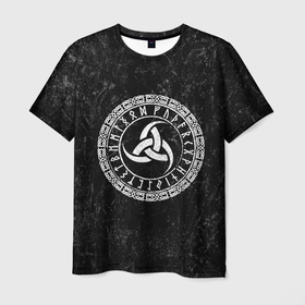 Мужская футболка 3D с принтом Рог Одина в Кировске, 100% полиэфир | прямой крой, круглый вырез горловины, длина до линии бедер | викинги | один | рог | руны | символ | скандинавия | язычество