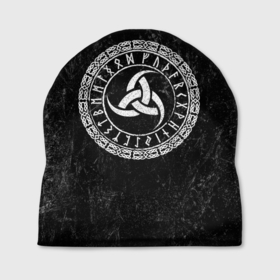Шапка 3D с принтом Рог Одина в Тюмени, 100% полиэстер | универсальный размер, печать по всей поверхности изделия | викинги | один | рог | руны | символ | скандинавия | язычество
