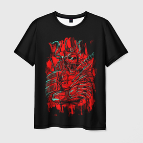 Мужская футболка 3D с принтом Death Samurai в Белгороде, 100% полиэфир | прямой крой, круглый вырез горловины, длина до линии бедер | Тематика изображения на принте: 2077 | art | blood | cyber | cyberpunk | dead | death | demon | japan | mask | ninja | oni | samurai | shadow | shogun | tokyo | warior | арт | воин | война | демон | катана | кибер | киберпанк | кровь | маска | мертвый | ниндзя | путь | самурай