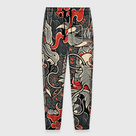 Мужские брюки 3D с принтом Самурай (Якудза, драконы) , 100% полиэстер | манжеты по низу, эластичный пояс регулируется шнурком, по бокам два кармана без застежек, внутренняя часть кармана из мелкой сетки | буси | воины рыцари | драконы | сабурау | самурай | якудза