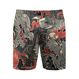 Мужские шорты спортивные с принтом Самурай (Якудза, драконы) ,  |  | буси | воины рыцари | драконы | сабурау | самурай | якудза
