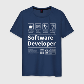 Мужская футболка хлопок с принтом Software Developer в Новосибирске, 100% хлопок | прямой крой, круглый вырез горловины, длина до линии бедер, слегка спущенное плечо. | качества | кодер | программист | разработчик | резюме | таланты | характеристика