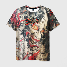 Мужская футболка 3D с принтом Самурай в Кировске, 100% полиэфир | прямой крой, круглый вырез горловины, длина до линии бедер | буси | воины рыцари | драконы | сабурау | самурай | якудза