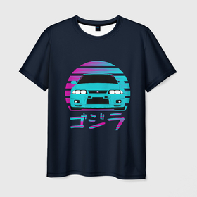 Мужская футболка 3D с принтом Skyline R33 в Петрозаводске, 100% полиэфир | прямой крой, круглый вырез горловины, длина до линии бедер | Тематика изображения на принте: gtr | jdm | nissan | r33 | skyline | stance | гтр | неон | скайлайн | тюнинг