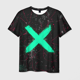 Мужская футболка 3D с принтом Silence в Курске, 100% полиэфир | прямой крой, круглый вырез горловины, длина до линии бедер | гранж | граффити | крест | неон | стритарт | тишина | футуристика