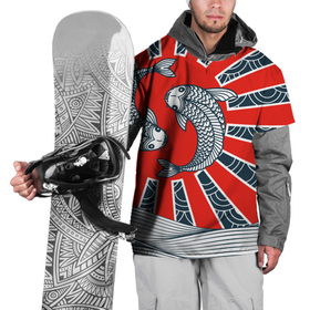Накидка на куртку 3D с принтом Карпы Кои в Тюмени, 100% полиэстер |  | бамбук | инь янь | карп | кои | рыба | узор | япония