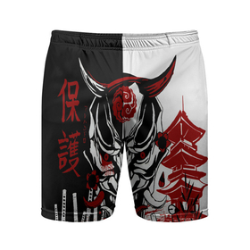 Мужские шорты спортивные с принтом Самурай Samurai ,  |  | cyberpunk 2077 | ninja | samurai | киберпанк | маска самурая | путь война | самурай | сёгун | семь самураев | токио | чёрный самурай | японский самурай