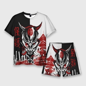 Мужской костюм с шортами 3D с принтом Самурай Samurai ,  |  | cyberpunk 2077 | ninja | samurai | киберпанк | маска самурая | путь война | самурай | сёгун | семь самураев | токио | чёрный самурай | японский самурай