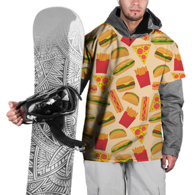 Накидка на куртку 3D с принтом Фастфуд в Новосибирске, 100% полиэстер |  | бургер | еда | картошка фри | пицца | такос | фастфуд | хот дог