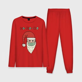 Мужская пижама хлопок (с лонгсливом) с принтом ho ho ho в Курске,  |  | 2021 | covid | дед мороз  в маске | ковид | новогодний прикол | новый год | санта