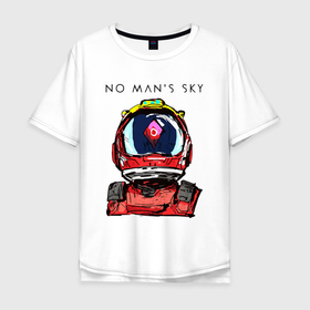 Мужская футболка хлопок Oversize с принтом NO MANS SKY в Белгороде, 100% хлопок | свободный крой, круглый ворот, “спинка” длиннее передней части | action | hello games | next. | no man s sky | no man sky | space | выживание | космос