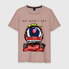 Мужская футболка хлопок с принтом NO MANS SKY в Белгороде, 100% хлопок | прямой крой, круглый вырез горловины, длина до линии бедер, слегка спущенное плечо. | action | hello games | next. | no man s sky | no man sky | space | выживание | космос