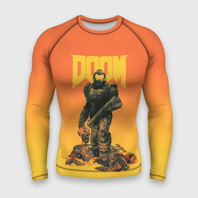Мужской рашгард 3D с принтом Doom в Новосибирске,  |  | doom | doom eternal | fps | game | games | hell | shooter | shotgun | ад | дробовик | дум | думгай | игра | игры
