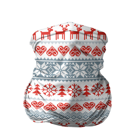 Бандана-труба 3D с принтом Новогодний пиксельный узор в Новосибирске, 100% полиэстер, ткань с особыми свойствами — Activecool | плотность 150‒180 г/м2; хорошо тянется, но сохраняет форму | Тематика изображения на принте: christmas | deer | hearts | new year | pattern | pixels | snowflakes | trees | елки | новый год | олени | пиксели | рождество | сердечки | снежинки | узор