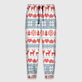 Мужские брюки 3D с принтом Новогодний пиксельный узор , 100% полиэстер | манжеты по низу, эластичный пояс регулируется шнурком, по бокам два кармана без застежек, внутренняя часть кармана из мелкой сетки | christmas | deer | hearts | new year | pattern | pixels | snowflakes | trees | елки | новый год | олени | пиксели | рождество | сердечки | снежинки | узор