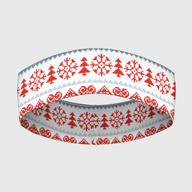 Повязка на голову 3D с принтом Новогодний пиксельный узор ,  |  | christmas | deer | hearts | new year | pattern | pixels | snowflakes | trees | елки | новый год | олени | пиксели | рождество | сердечки | снежинки | узор