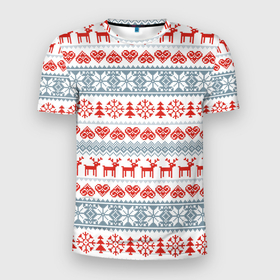 Мужская футболка 3D спортивная с принтом Новогодний пиксельный узор , 100% полиэстер с улучшенными характеристиками | приталенный силуэт, круглая горловина, широкие плечи, сужается к линии бедра | christmas | deer | hearts | new year | pattern | pixels | snowflakes | trees | елки | новый год | олени | пиксели | рождество | сердечки | снежинки | узор