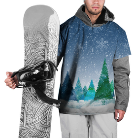 Накидка на куртку 3D с принтом Снежинки в лесу в Тюмени, 100% полиэстер |  | Тематика изображения на принте: winter | елки | елки в лесу | зимний лес | новогодняя | новый год | снежинки