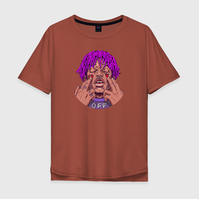 Мужская футболка хлопок Oversize с принтом Lil Uzi Vert в Курске, 100% хлопок | свободный крой, круглый ворот, “спинка” длиннее передней части | Тематика изображения на принте: lil | luv | music | off | верт | лил | музыка | реп | рэп | узи | фиолетовый