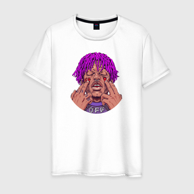 Мужская футболка хлопок с принтом Lil Uzi Vert в Петрозаводске, 100% хлопок | прямой крой, круглый вырез горловины, длина до линии бедер, слегка спущенное плечо. | lil | luv | music | off | верт | лил | музыка | реп | рэп | узи | фиолетовый
