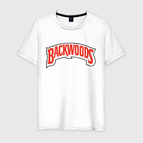 Мужская футболка хлопок с принтом BACKWOODS в Новосибирске, 100% хлопок | прямой крой, круглый вырез горловины, длина до линии бедер, слегка спущенное плечо. | backwood | backwoods | bak | merch | woods | бэквуд | бэквудс | лого | мерч