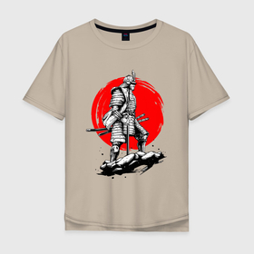 Мужская футболка хлопок Oversize с принтом САМУРАЙ , 100% хлопок | свободный крой, круглый ворот, “спинка” длиннее передней части | ninja | oni | samurai | shogun | путь воина. | самурай | самурай на коне | сёгун | токио | харакири | чёрный самурай | японский самурай