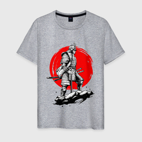 Мужская футболка хлопок с принтом САМУРАЙ в Новосибирске, 100% хлопок | прямой крой, круглый вырез горловины, длина до линии бедер, слегка спущенное плечо. | ninja | oni | samurai | shogun | путь воина. | самурай | самурай на коне | сёгун | токио | харакири | чёрный самурай | японский самурай