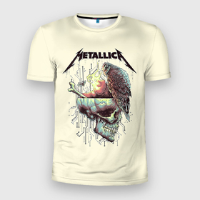 Мужская футболка 3D Slim с принтом Metallica в Петрозаводске, 100% полиэстер с улучшенными характеристиками | приталенный силуэт, круглая горловина, широкие плечи, сужается к линии бедра | metal | metallica | rock | джеймс хэтфилд | классика | легенда | метал | металлика | популярное | рок | рокгруппа