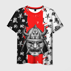 Мужская футболка 3D с принтом САМУРАЙ в Петрозаводске, 100% полиэфир | прямой крой, круглый вырез горловины, длина до линии бедер | Тематика изображения на принте: ninja | oni | samurai | shogun | путь воина. | самурай | самурай на коне | сёгун | токио | харакири | чёрный самурай | японский самурай