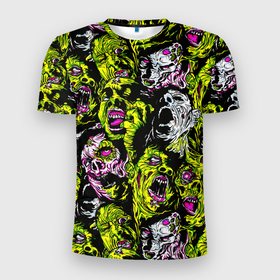 Мужская футболка 3D спортивная с принтом ЗОМБИ в Тюмени, 100% полиэстер с улучшенными характеристиками | приталенный силуэт, круглая горловина, широкие плечи, сужается к линии бедра | 666 | alien | bloody | creep | evil dead | scream | ведьма | восставший из ада | герои ужаса | демон | звонок | зловещие мертвецы.