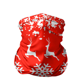 Бандана-труба 3D с принтом New Year , 100% полиэстер, ткань с особыми свойствами — Activecool | плотность 150‒180 г/м2; хорошо тянется, но сохраняет форму | Тематика изображения на принте: christmas toys | deer | new year | red | snow | snowflakes | tree | елка | красный | новогодние игрушки | новый год | олени | свитер с оленями | снег | снежинки | футболка с оленями