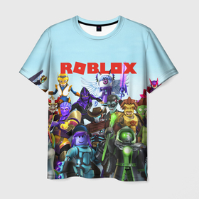 Мужская футболка 3D с принтом ROBLOX в Новосибирске, 100% полиэфир | прямой крой, круглый вырез горловины, длина до линии бедер | piggy | roblox | roblox games | roblox piggy | игра роблокс | пигги. | роблокс | роблокс пигги | робукс