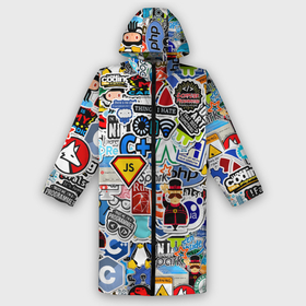 Дождевик унисекс 3D с принтом Programming stickers в Смоленске,  |  | Тематика изображения на принте: css | it | linux | programming | wi fi | код | компьютер | линукс | программирование | профессия | стикер бомбинг