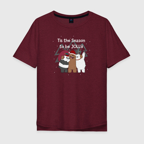 Мужская футболка хлопок Oversize с принтом We Bare Bears в Тюмени, 100% хлопок | свободный крой, круглый ворот, “спинка” длиннее передней части | cartoon network | grizz | icebear | panda | vdkimel | we bare bears | белый | вся правда о медведях | гризли | панда