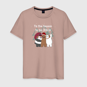 Мужская футболка хлопок с принтом We Bare Bears в Петрозаводске, 100% хлопок | прямой крой, круглый вырез горловины, длина до линии бедер, слегка спущенное плечо. | cartoon network | grizz | icebear | panda | vdkimel | we bare bears | белый | вся правда о медведях | гризли | панда