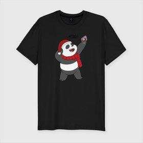 Мужская футболка хлопок Slim с принтом Panda в Санкт-Петербурге, 92% хлопок, 8% лайкра | приталенный силуэт, круглый вырез ворота, длина до линии бедра, короткий рукав | cartoon network | panda | vdkimel | we bare bears | вся правда о медведях | панда